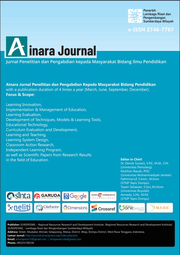 					View Vol. 7 No. 3 (2026): Ainara Journal (Jurnal Penelitian dan PKM Bidang Ilmu Pendidikan)
				